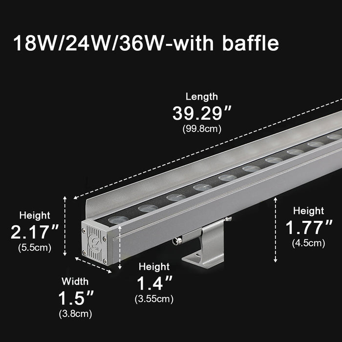 Low Voltage Waterproof Outdoor LED Wall Washer, Architectural Accent, Landscape Uplighting for Patio/Garden/Aisle, Dimmable IP65 Die-cast Aluminum, 39.37 Inch