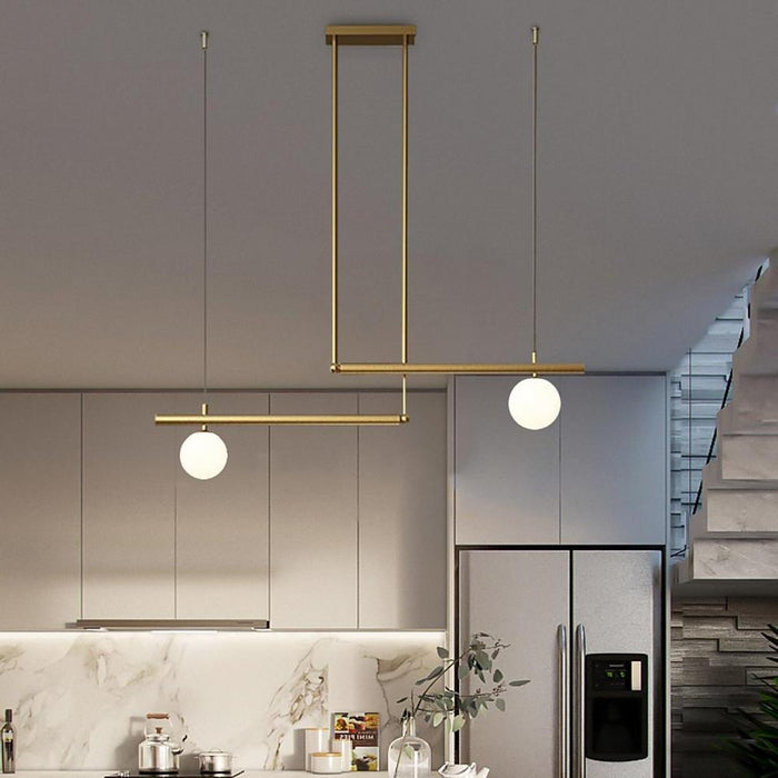 Linear Globe Dining Room Chandeliers Copper Glass Island Kitchen