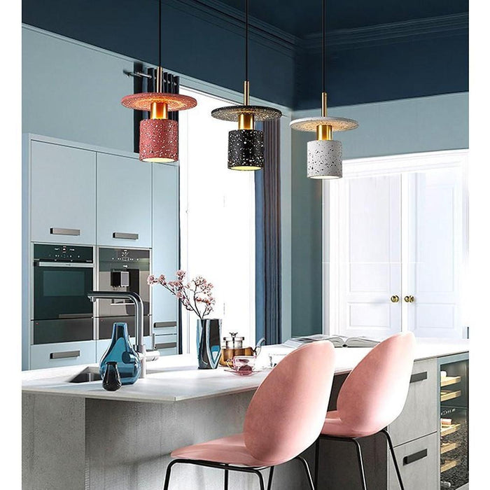 Circle Cylinder Electroplated Metal LED Modern Pendant Lighting Island Lights