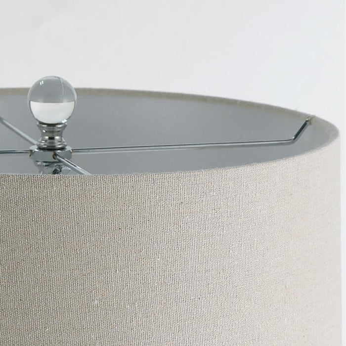 25-Inch H Crystal Bubble Table Lamp in Clear Night Light with Linen Shade
