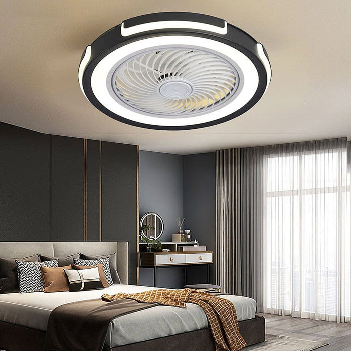 Dimmable LED Bladeless Ceiling Fan Light Flush Mount Ceiling Fan Lamp with Remote Control