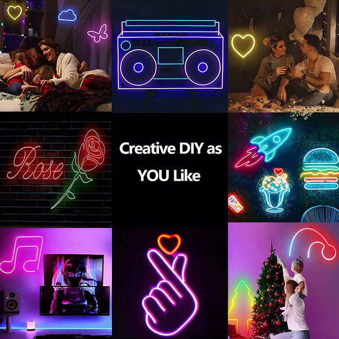 Flexible LED Neon Light Strip - DIY RGB Recessed Atmosphere Streamer - Smart Lighting Solution for Home