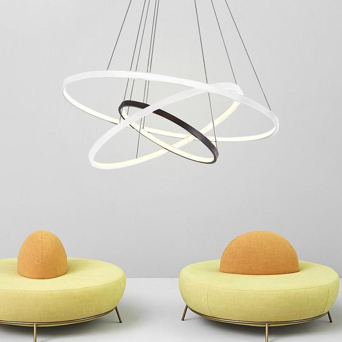 Adjustable Circles LED Dimmable with Remote Modern Chandeliers Pendant Light