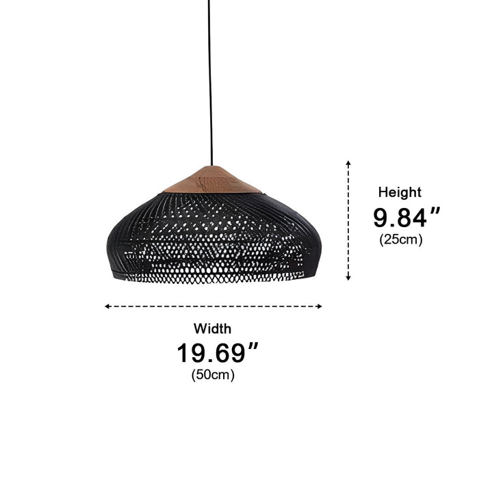 Dome Shaped Rattan Pendant Light - Handmade Boho Woven Hanging Lamp, Natural Fiber Ceiling Fixture