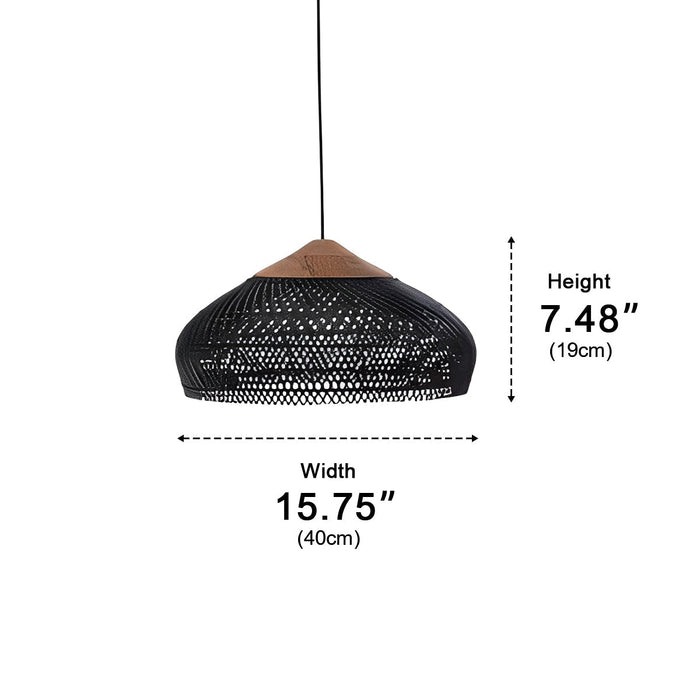 Dome Shaped Rattan Pendant Light - Handmade Boho Woven Hanging Lamp, Natural Fiber Ceiling Fixture