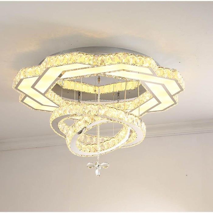 Ambient Crystal LED Flush Mount Light - 20''/24''/31''. Gold or Silver