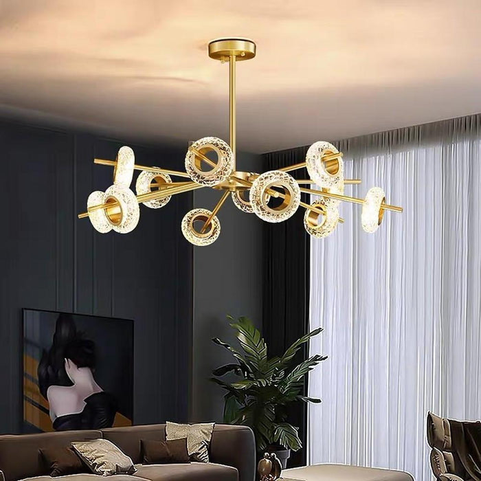 Electroplated Metal Crystal LED Gold Modern Chandeliers Ceiling Lights