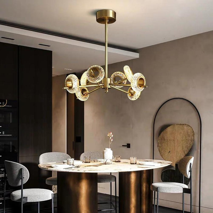 Electroplated Metal Crystal LED Gold Modern Chandeliers Ceiling Lights