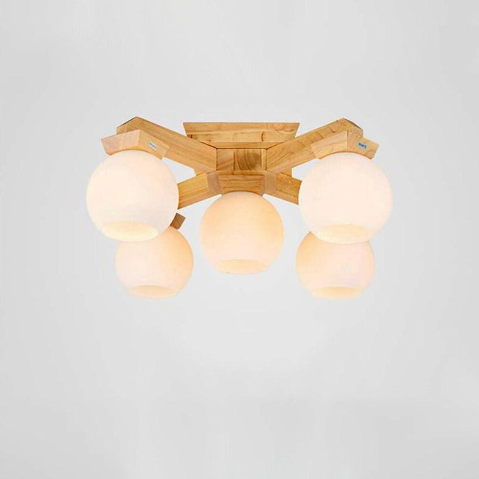 Nordic Style Modern Wood Chandelier LED Globe Chandelier
