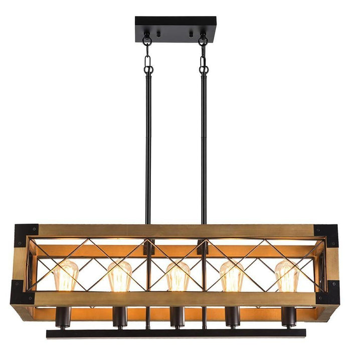 Linear Rectangle Wood Chandelier Gazebo Chandelier for Kitchen Dining Room