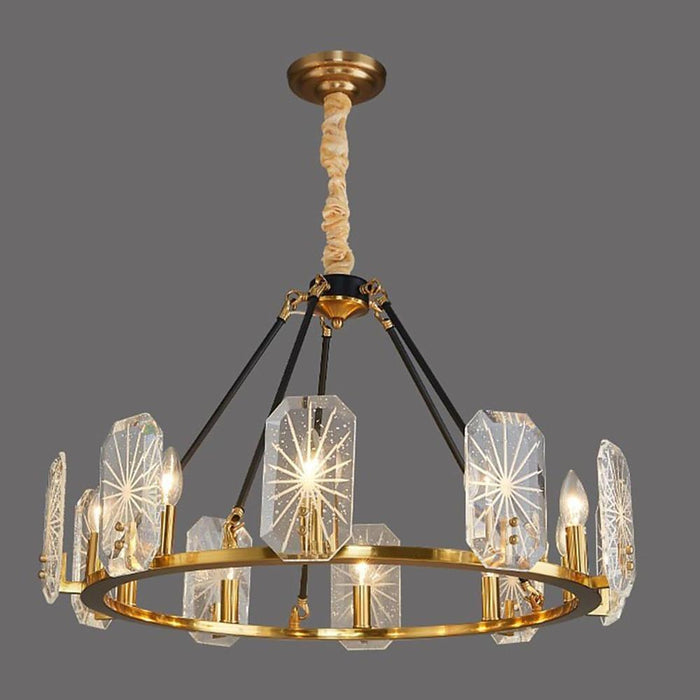 Wagon Wheel Chandeliers - 8 or 10 Lights. Gold Finish