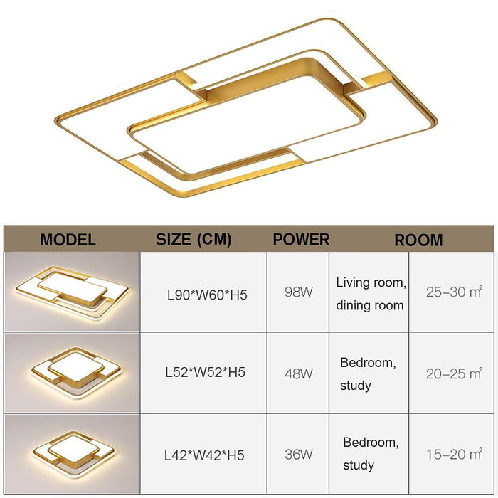 Overlapping Squares Metal Flush Mounted Lights Geometrical LED Ceiling Light