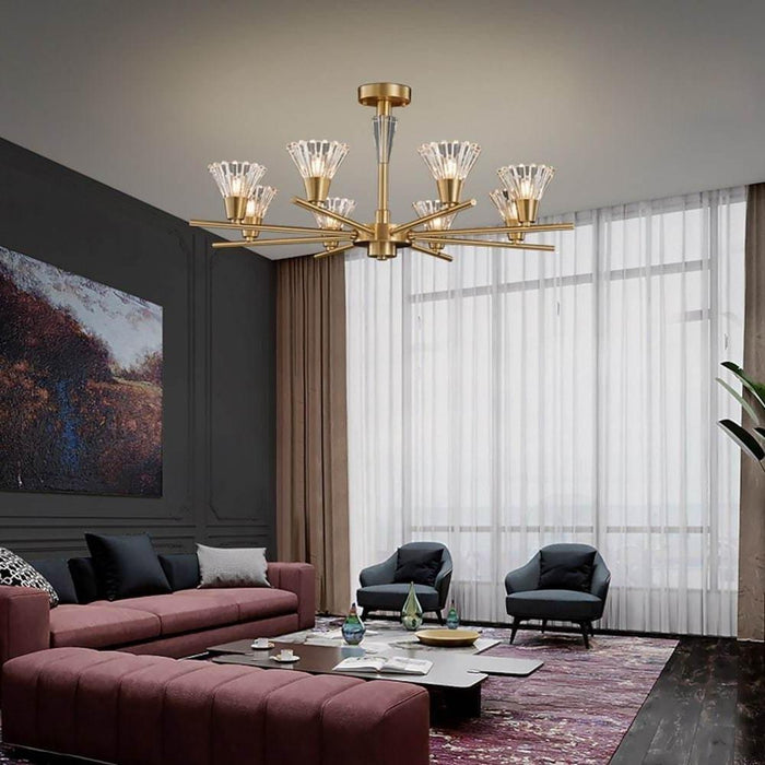 6-light LED Glass Copper Modern Ceiling Lights Flush Mount Lighting