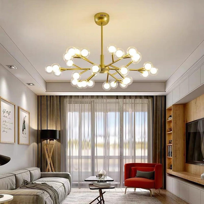 Novelty Iron Chandelier with 30-Light glass orbs bubble. 33'' Wide. LED Lighting