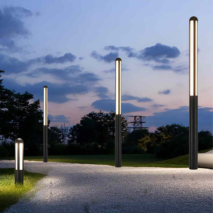 Modern Minimalist Outdoor Post Light, LED Pathway Lighting, IP65 Waterproof, Aluminum Black for Garden/Driveway/Landscape