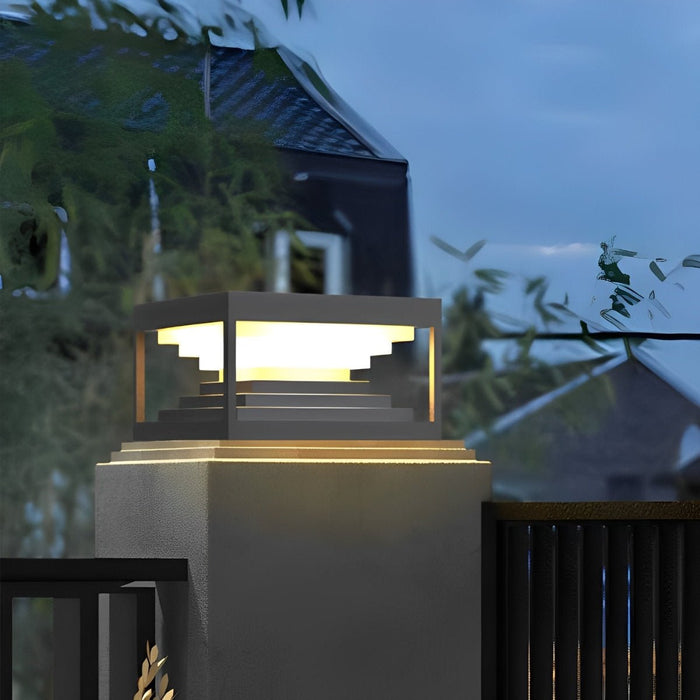 Square Solar Post Cap Light - Outdoor Garden Deck Fence Lighting, Waterproof LED