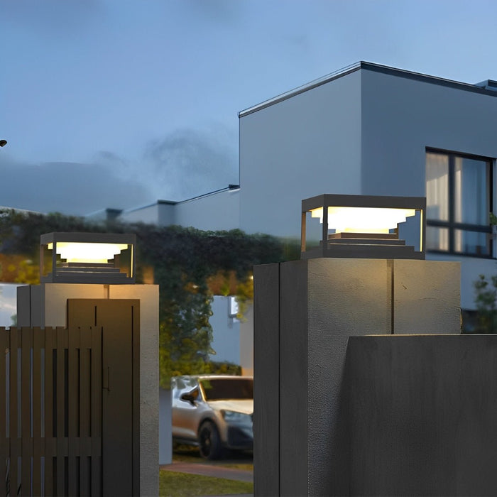 Square Solar Post Cap Light - Outdoor Garden Deck Fence Lighting, Waterproof LED