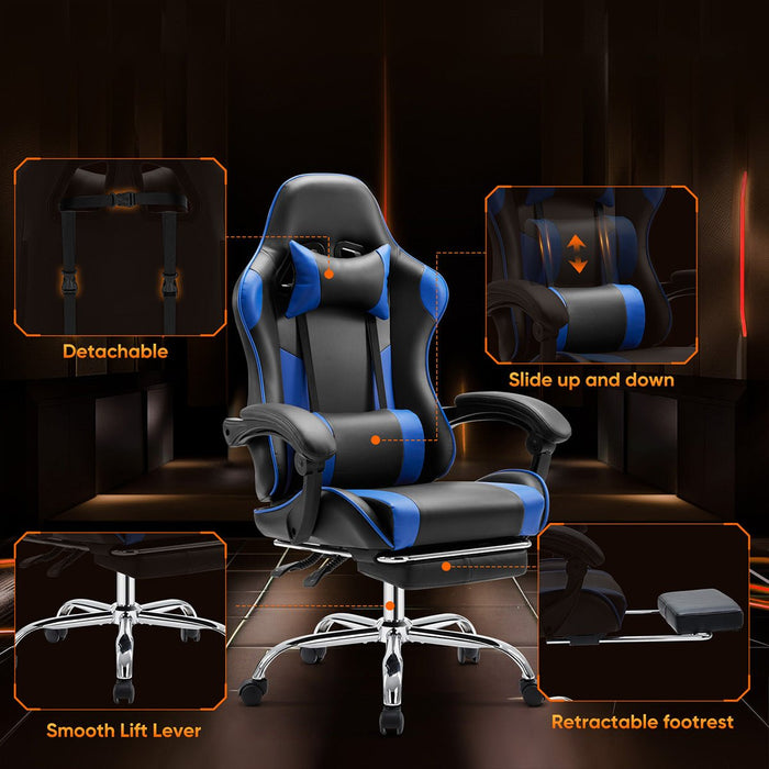 Gaming Chair, Ergonomic Computer Desk Chair with Footrest, Lumbar Support, Headrest, Recliner for Gaming/Office