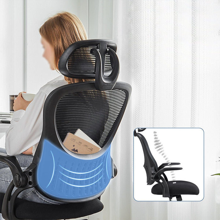 Ergonomic Swivel Mesh Office Chair - Computer Desk Task Seating, Adjustable Headrest/Armrests - 360 Degree Rotation