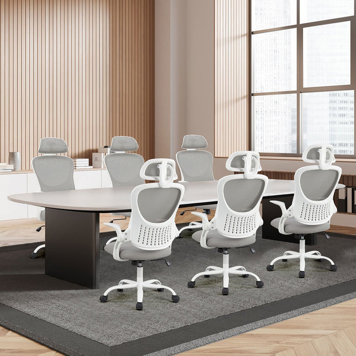 Ergonomic Swivel Mesh Office Chair - Computer Desk Task Seating, Adjustable Headrest/Armrests - 360 Degree Rotation