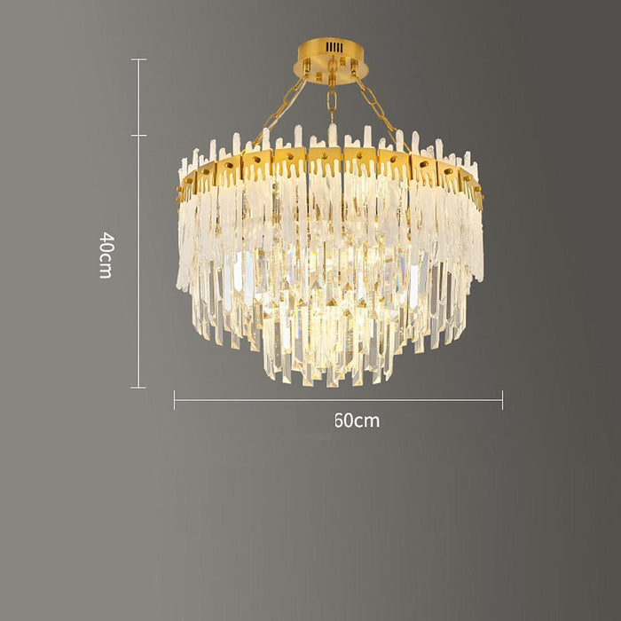 Nordic Style Round Gold Crystal Chandelier: 16 cord. Gold. Neutral Light