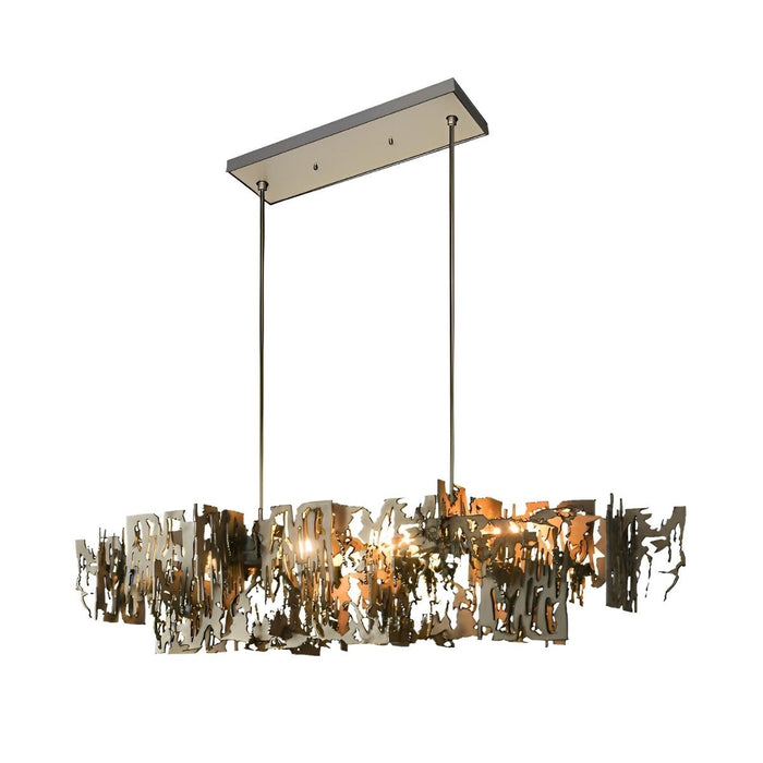 Post-Modern LED Dining Room Chandelier - Hollow Hardware Frame, Polished Finish, Hardwired Ceiling Light