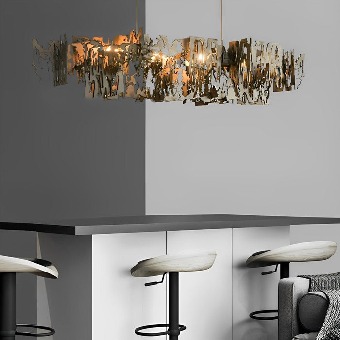 Post-Modern LED Dining Room Chandelier - Hollow Hardware Frame, Polished Finish, Hardwired Ceiling Light