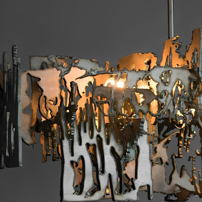 Post-Modern LED Dining Room Chandelier - Hollow Hardware Frame, Polished Finish, Hardwired Ceiling Light