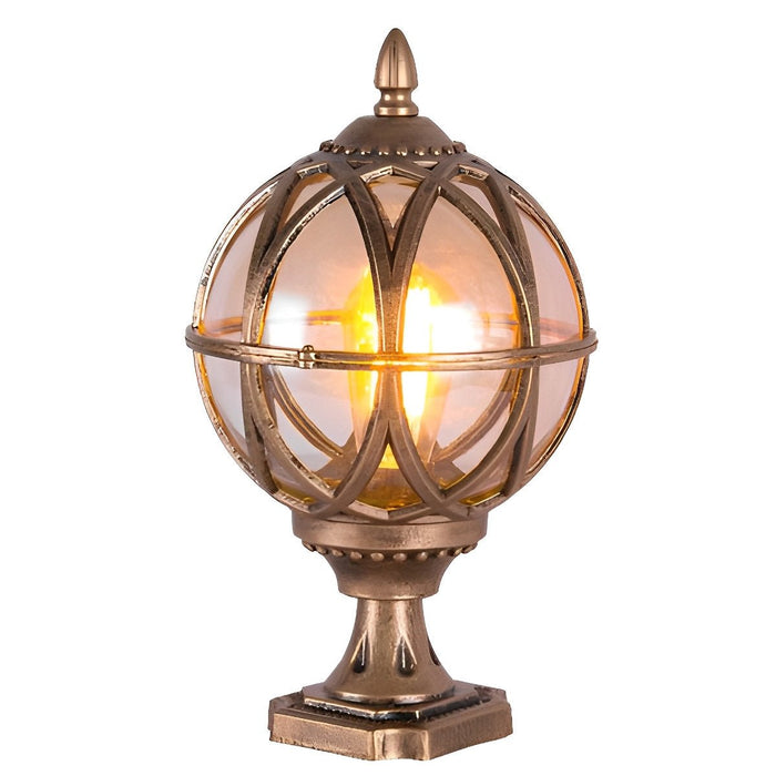Waterproof Outdoor Post Light, Round Glass Globe, Farmhouse Fence Pillar Light for Patio/Yard