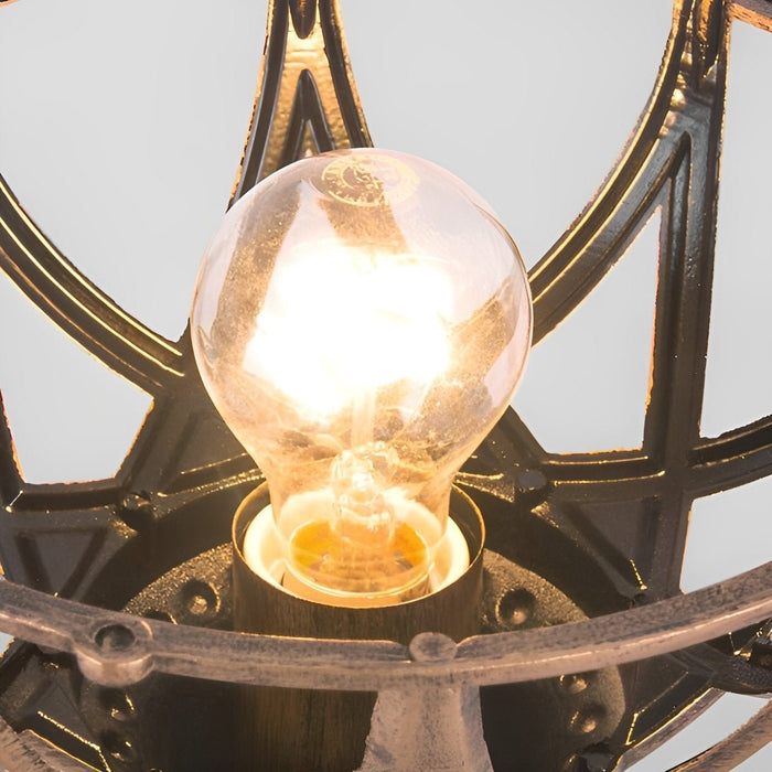 Waterproof Outdoor Post Light, Round Glass Globe, Farmhouse Fence Pillar Light for Patio/Yard