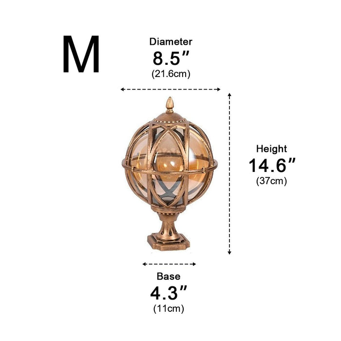 Waterproof Outdoor Post Light, Round Glass Globe, Farmhouse Fence Pillar Light for Patio/Yard