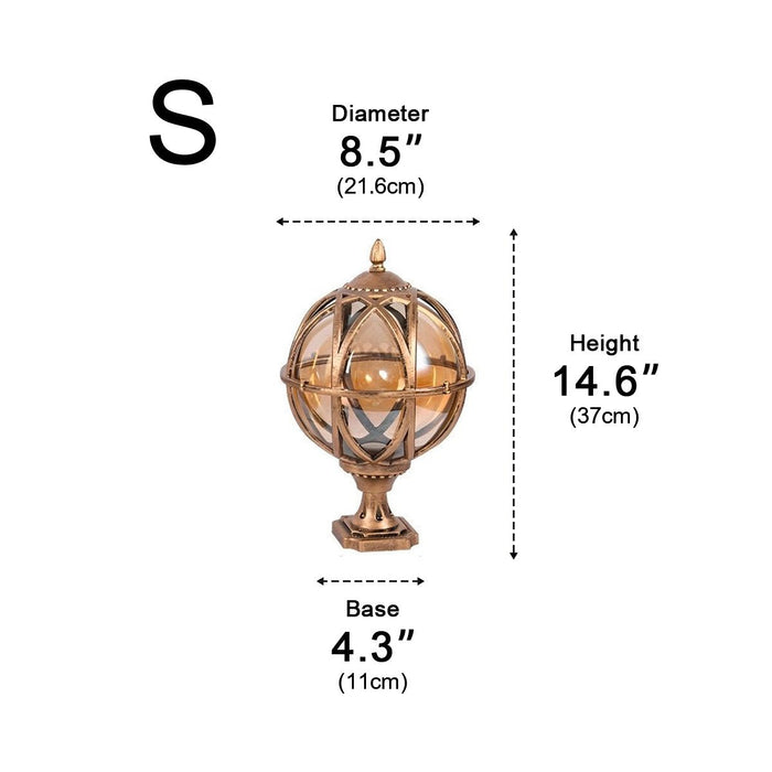Waterproof Outdoor Post Light, Round Glass Globe, Farmhouse Fence Pillar Light for Patio/Yard