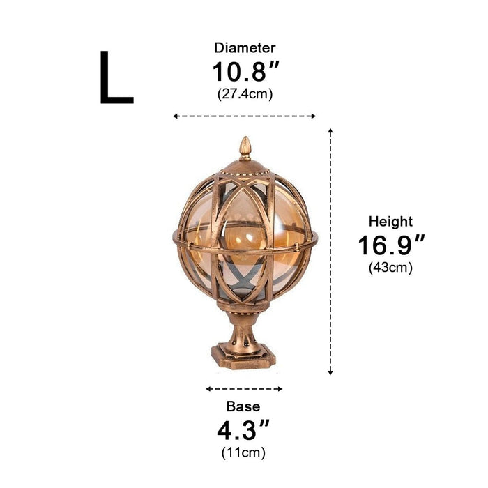 Waterproof Outdoor Post Light, Round Glass Globe, Farmhouse Fence Pillar Light for Patio/Yard