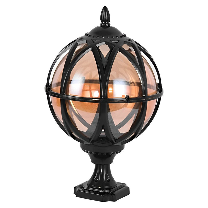 Waterproof Outdoor Post Light, Round Glass Globe, Farmhouse Fence Pillar Light for Patio/Yard