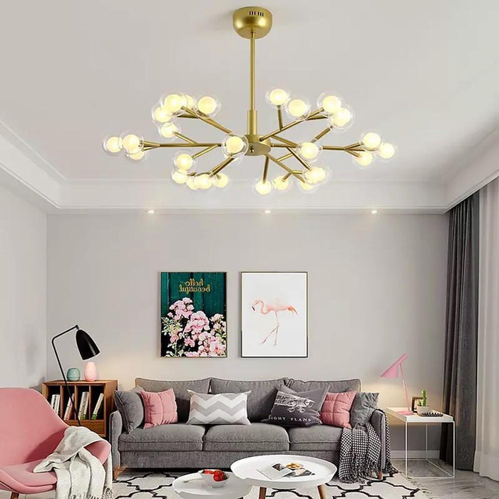 Novelty Iron Chandelier with 30-Light glass orbs bubble. 33'' Wide. LED Lighting
