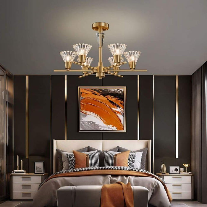 6-light LED Glass Copper Modern Ceiling Lights Flush Mount Lighting