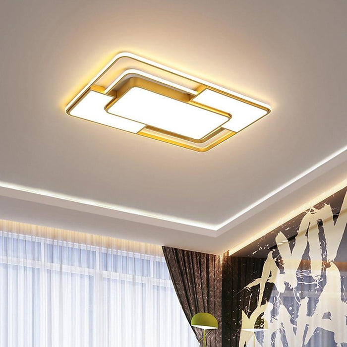 Overlapping Squares Metal Flush Mounted Lights Geometrical LED Ceiling Light