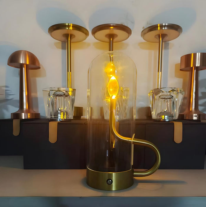 Flame Water Drop Table Lamp - USB Rechargeable, Portable Night Light for Bedroom, Bar, Indoor Decor