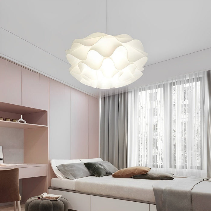 Flower-Shaped LED Pendant Light - Modern White Petal Ceiling Fixture for Kitchen Island / Dining Room