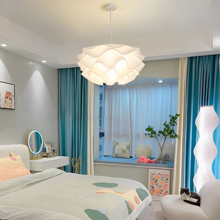 Flower-Shaped LED Pendant Light - Modern White Petal Ceiling Fixture for Kitchen Island / Dining Room