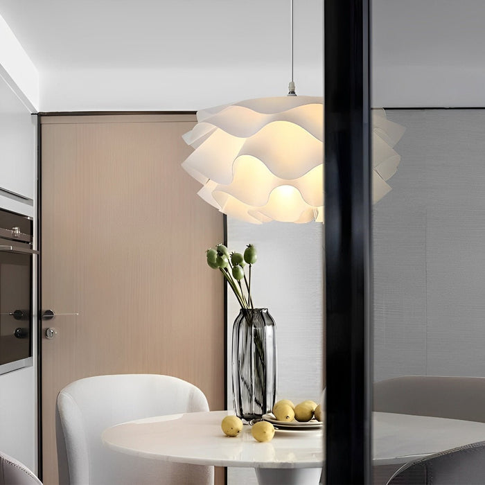 Flower-Shaped LED Pendant Light - Modern White Petal Ceiling Fixture for Kitchen Island / Dining Room