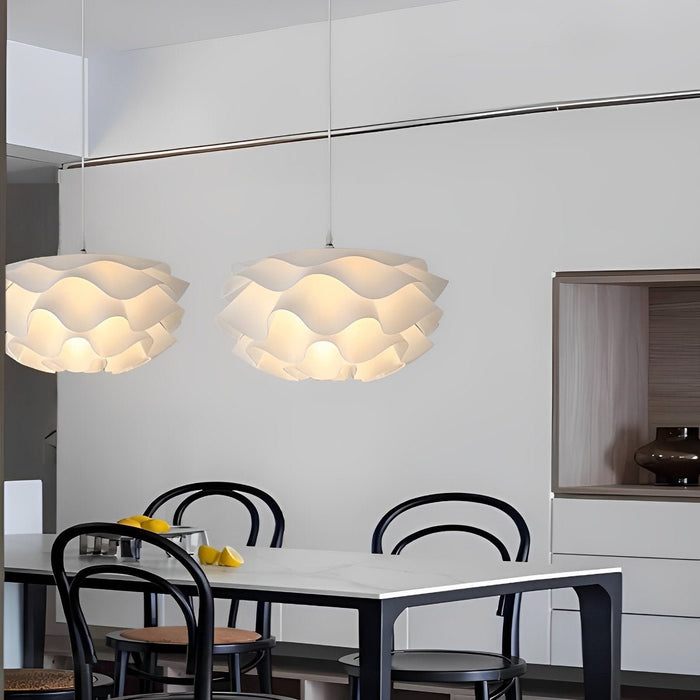 Flower-Shaped LED Pendant Light - Modern White Petal Ceiling Fixture for Kitchen Island / Dining Room