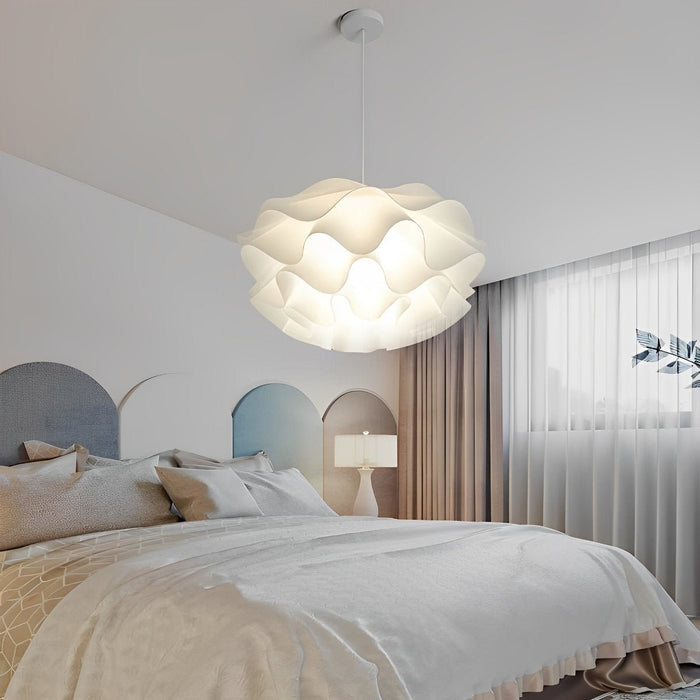 Flower-Shaped LED Pendant Light - Modern White Petal Ceiling Fixture for Kitchen Island / Dining Room