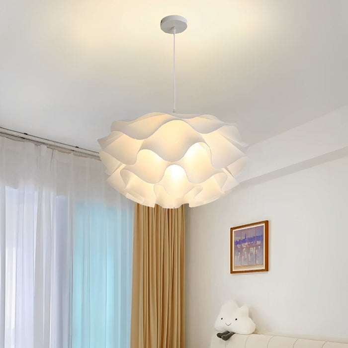 Flower-Shaped LED Pendant Light - Modern White Petal Ceiling Fixture for Kitchen Island / Dining Room
