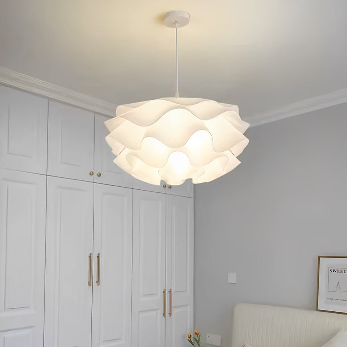 Flower-Shaped LED Pendant Light - Modern White Petal Ceiling Fixture for Kitchen Island / Dining Room