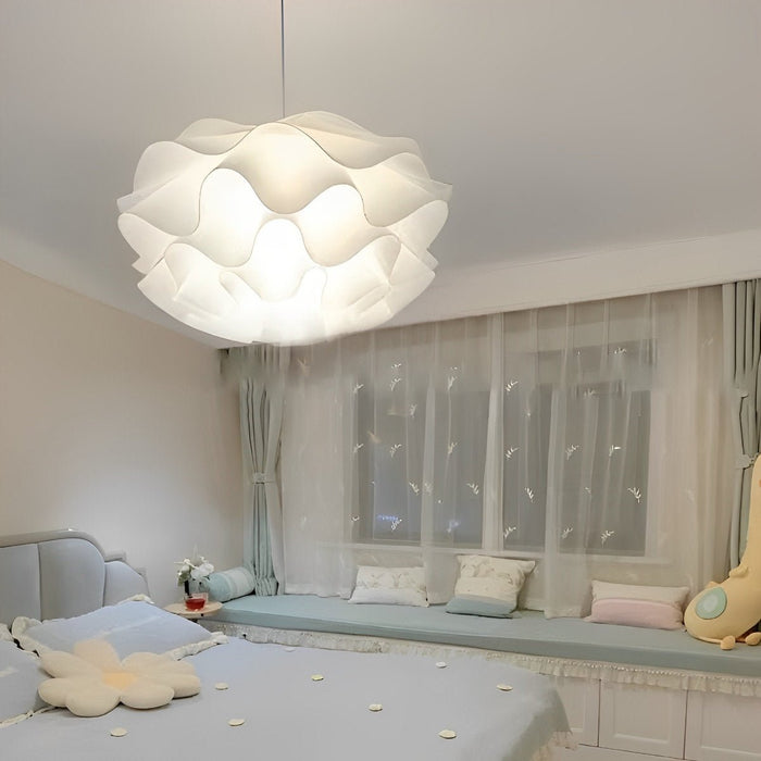 Flower-Shaped LED Pendant Light - Modern White Petal Ceiling Fixture for Kitchen Island / Dining Room
