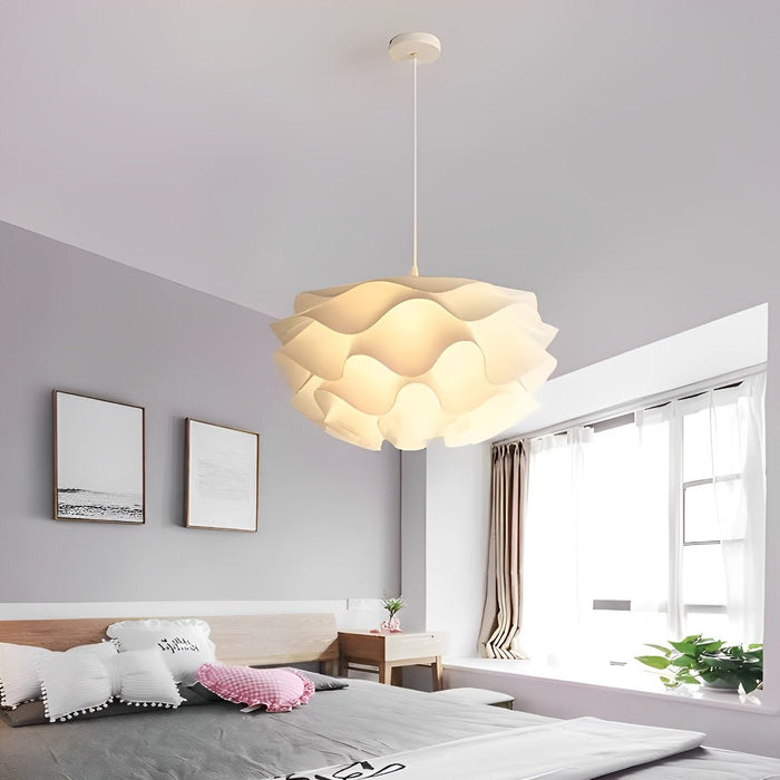 Flower-Shaped LED Pendant Light - Modern White Petal Ceiling Fixture for Kitchen Island / Dining Room