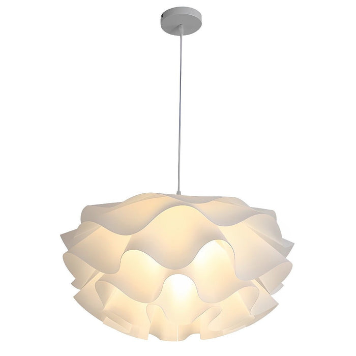 Flower-Shaped LED Pendant Light - Modern White Petal Ceiling Fixture for Kitchen Island / Dining Room