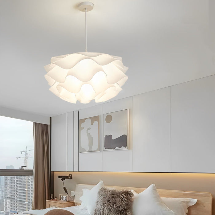 Flower-Shaped LED Pendant Light - Modern White Petal Ceiling Fixture for Kitchen Island / Dining Room