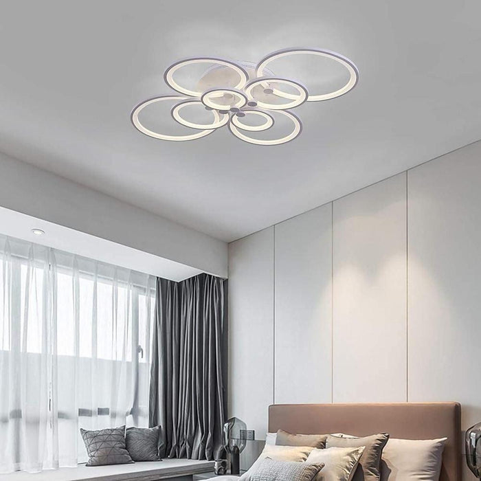 White/Black Acrylic Overlapping Rings LED Semi Flush Mount Ceiling Light
